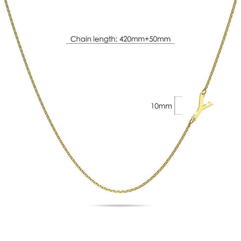 Bold Alphabet Letter Initial Charm Necklace in Gold Tone